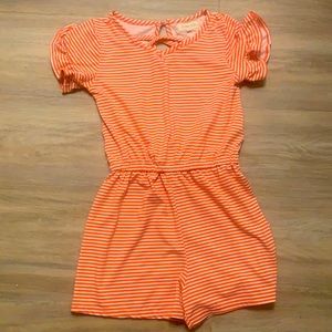 Orange and white stripe romper